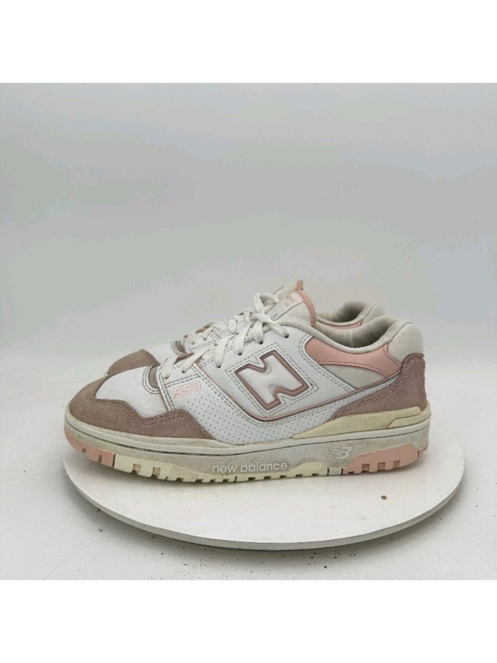 New Balance 550 Women Size 9B BBW550CD Pink Sand White Leather Training Shoes